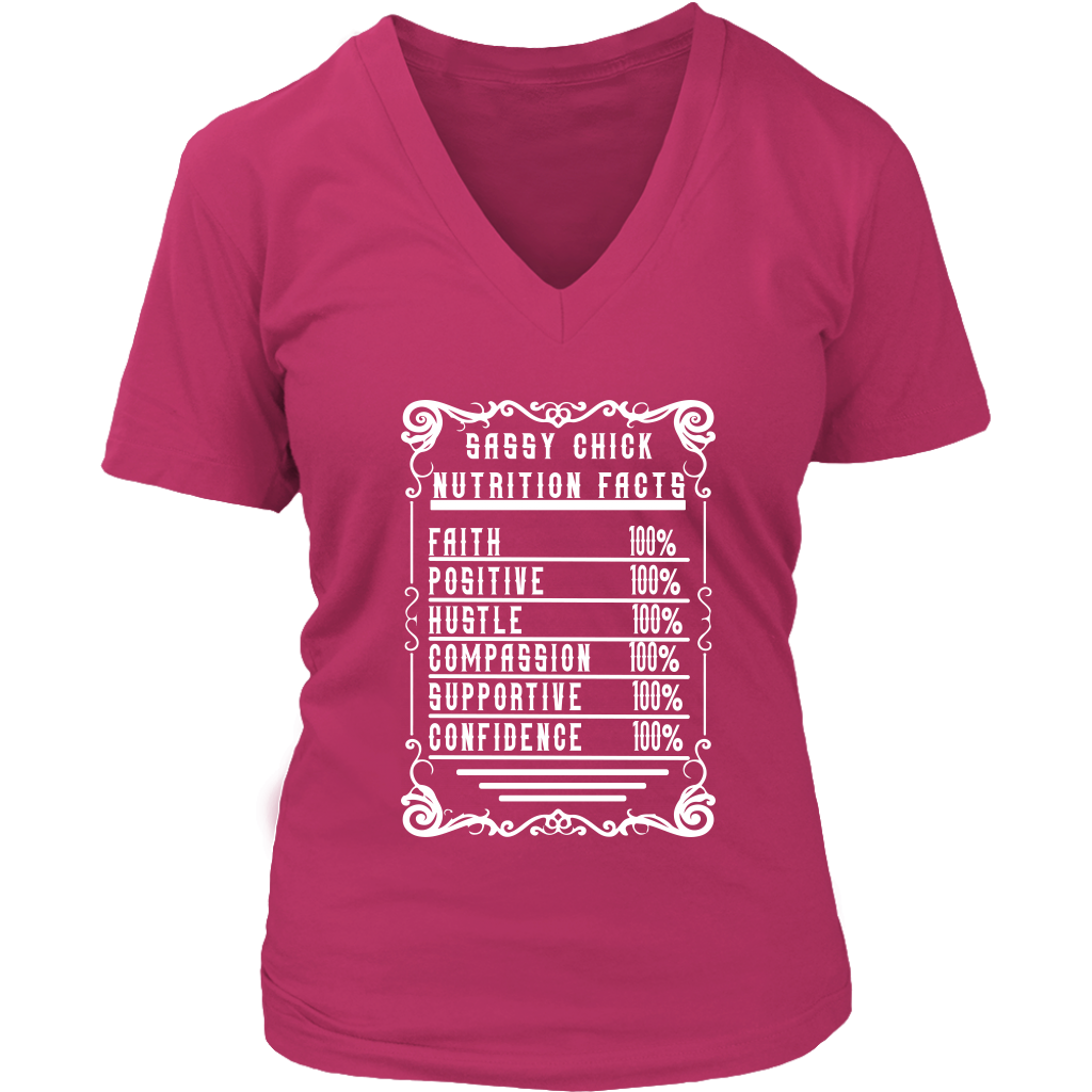 Sassy Nutrition Women's V-Neck T-Shirt | Shop Sassy Chick - Pink