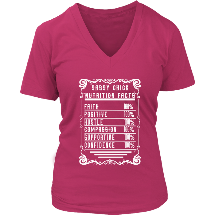 Sassy Nutrition Women's V-Neck T-Shirt | Shop Sassy Chick - Pink