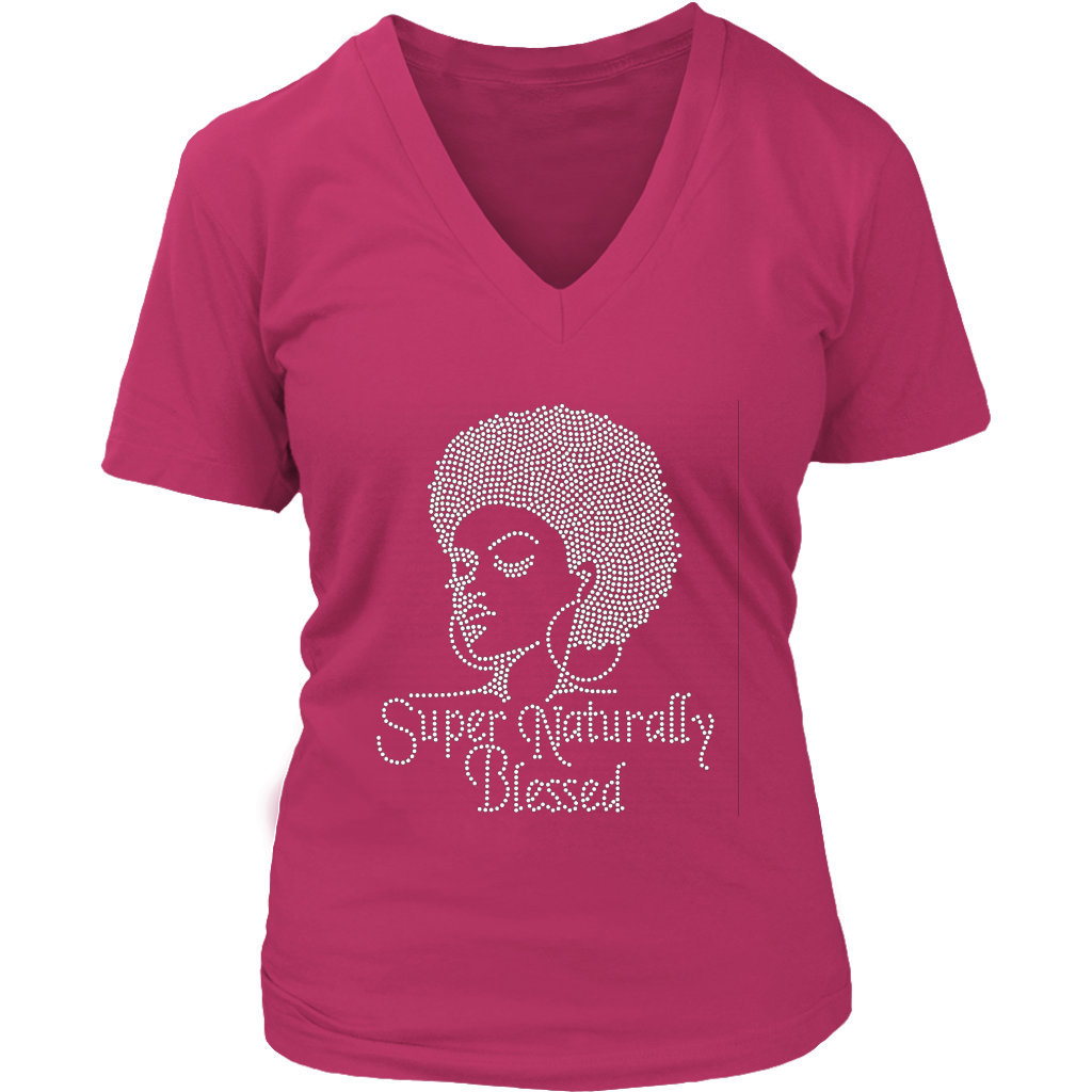 Super Naturally Blessed V- Neck Tee - Pink | Shop Sassy Chick