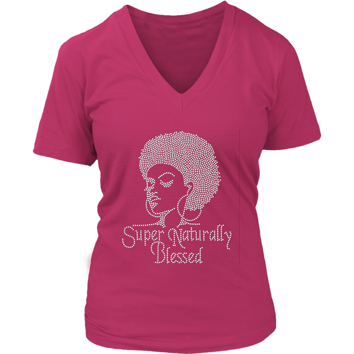Super Naturally Blessed V- Neck Tee - Pink | Shop Sassy Chick