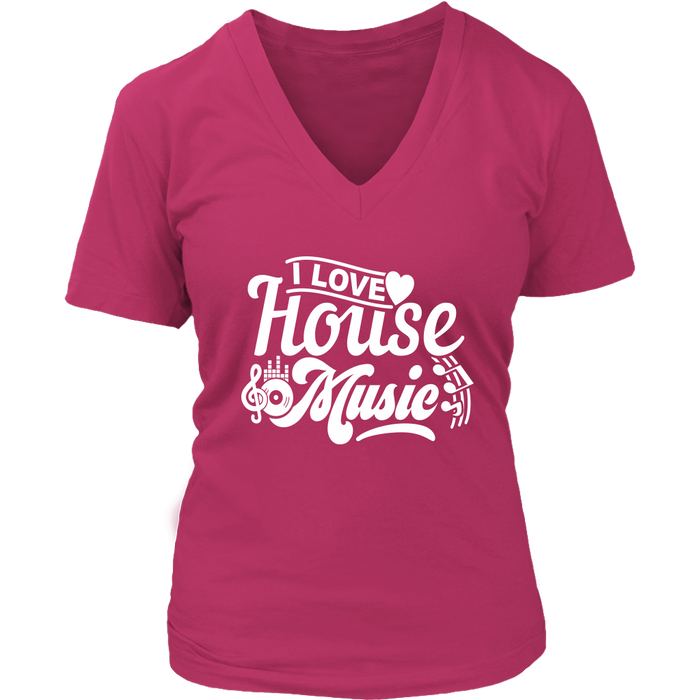 I Love House Music V-Neck - Shop Sassy Chick 