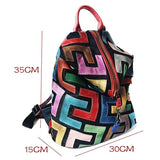 Size of Vintage Genuine Leather Back Bag with Patchwork