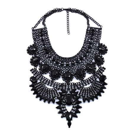 Black Vintage Maxi Large Collar Necklace