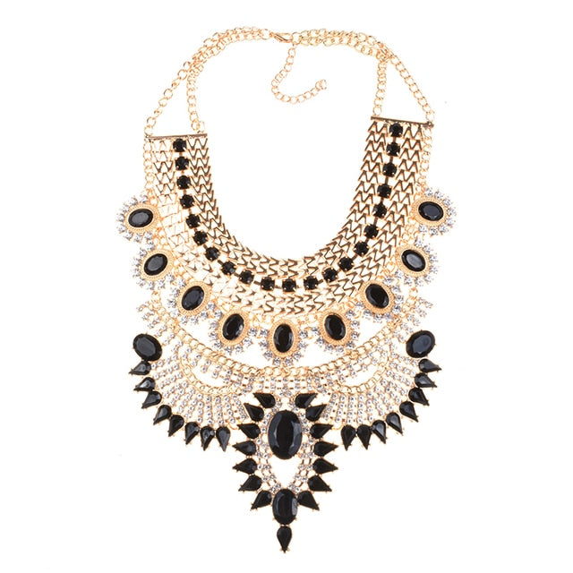 Gold Black Vintage Maxi Large Collar Necklace