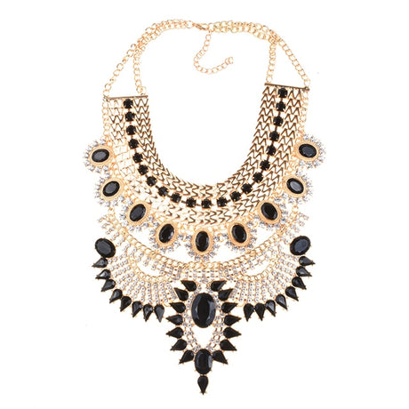 Gold Black Vintage Maxi Large Collar Necklace