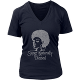 Super Naturally Blessed V- Neck Tee - Navy | Shop Sassy Chick