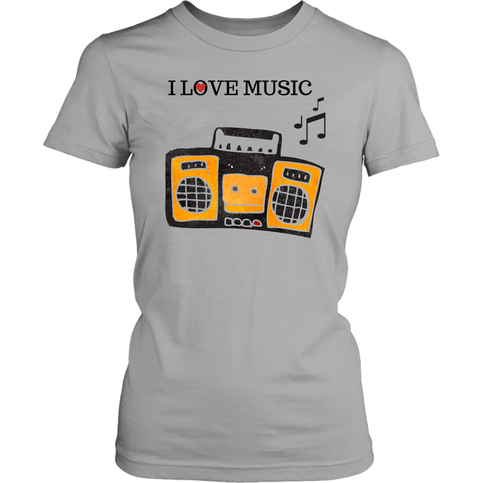 I Love Music Women's Unisex T-Shirt - Grey | Shop Sassy Chick