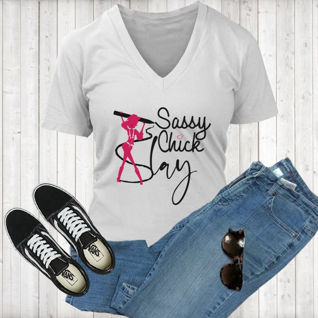 Slay Sassy Chick V- Neck - Shop Sassy Chick 