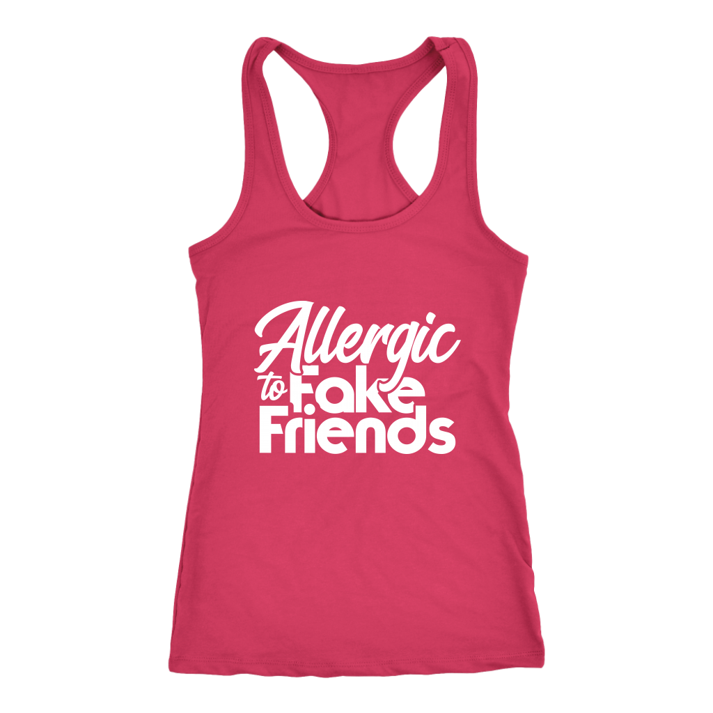 Allergic To Fake Friends Racerback Tank Top - Pink | Shop Sassy Chick