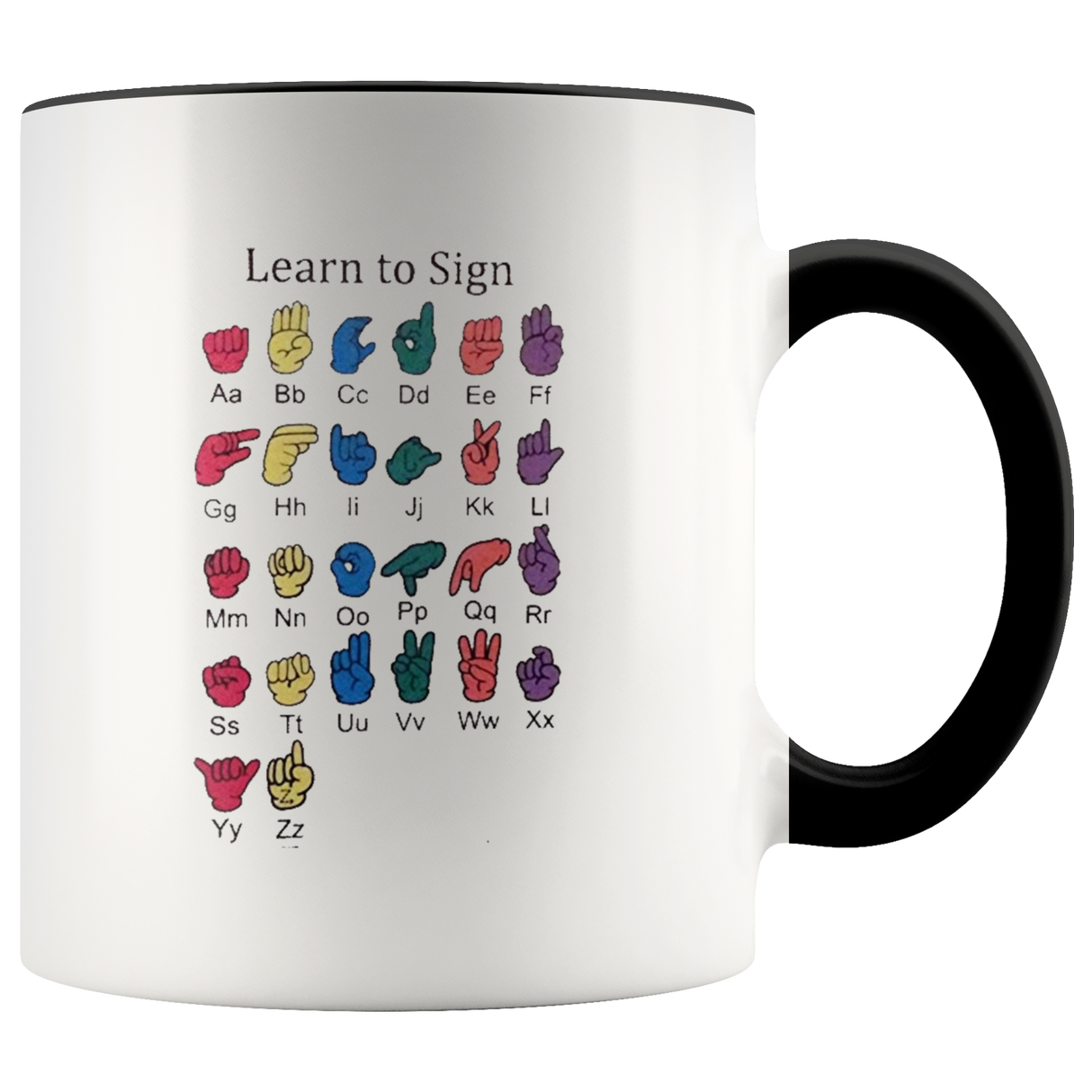 Learn ASL Ceramic Accent Mug - Black | Shop Sassy Chick