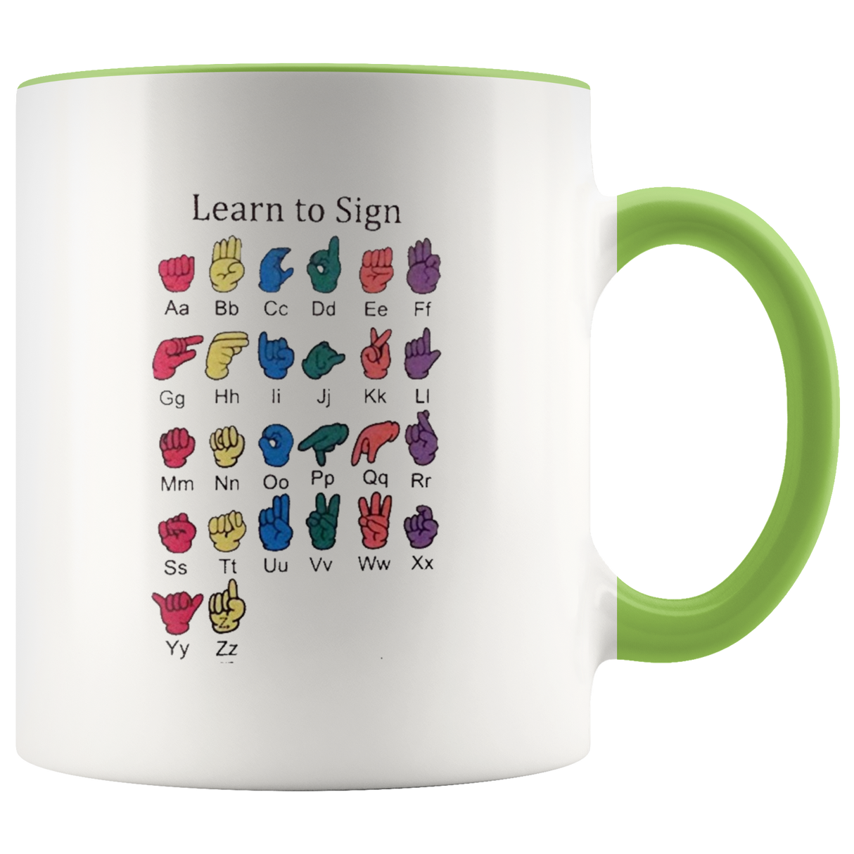 Learn ASL Ceramic Accent Mug - Green | Shop Sassy Chick
