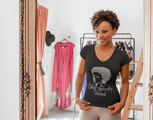 SuperNatrually Blessed V- Neck - Shop Sassy Chick 