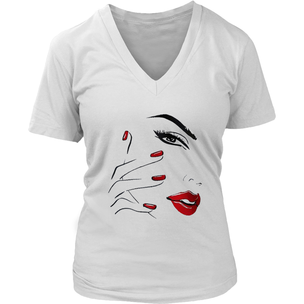 Red Nail Lips V-Neck - Shop Sassy Chick 