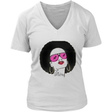 Sassy Afro Women's V-Neck Tee - White  | Shop Sassy Chick