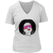 Sassy Afro Women's V-Neck Tee - White  | Shop Sassy Chick