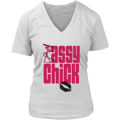 Sassy Chick Women's V-Neck - White | Shop Sassy Chick