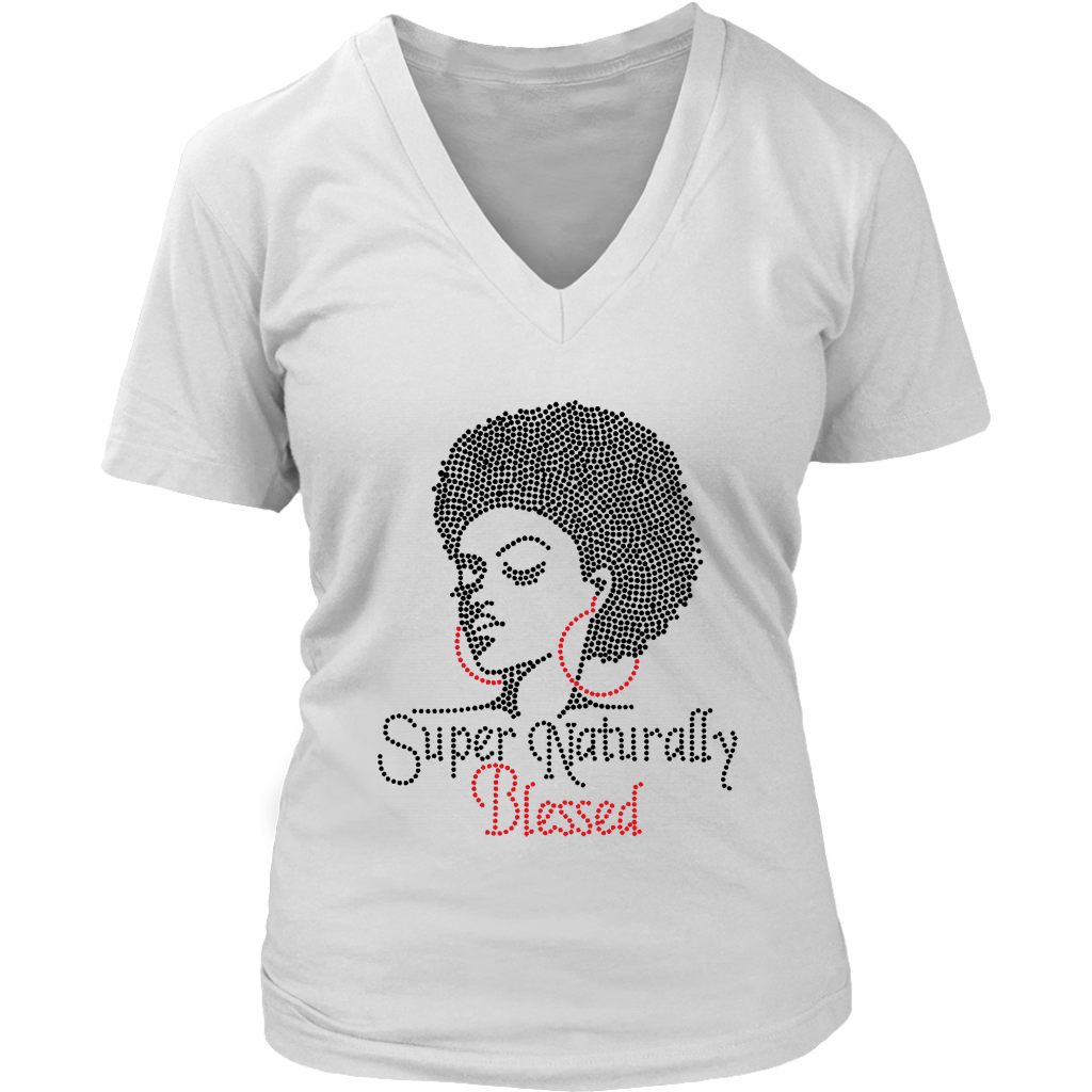 Super Naturally Blessed Women's V- Neck - White | Shop Sassy Chick