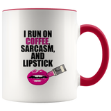 Sarcasm and Coffee Ceramic Accent Mug - Red | Shop Sassy Chick