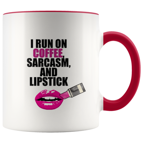 Sarcasm and Coffee Ceramic Accent Mug - Red | Shop Sassy Chick