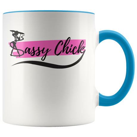 Ceramic White Sassy Chick Mug - Blue | Shop Sassy Chick