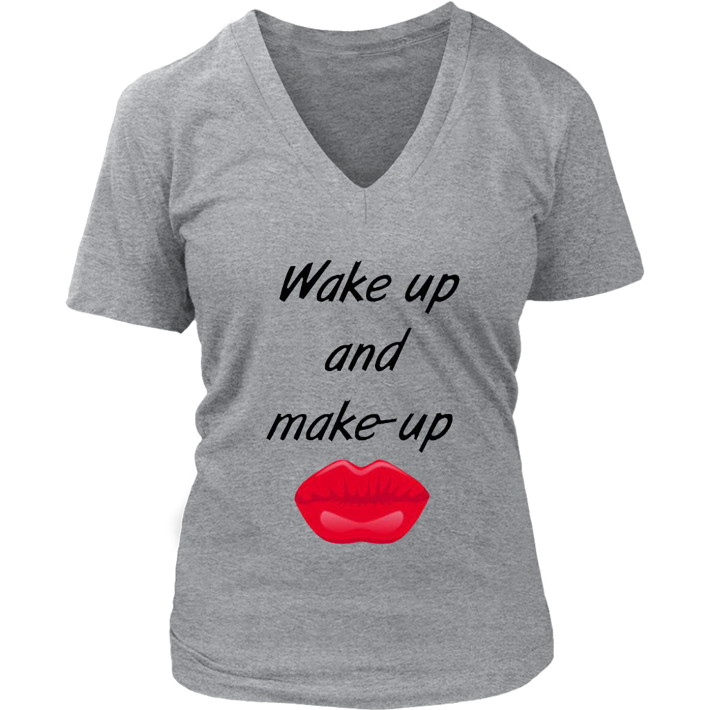 Wake Up And Make Up V-Neck - Shop Sassy Chick 