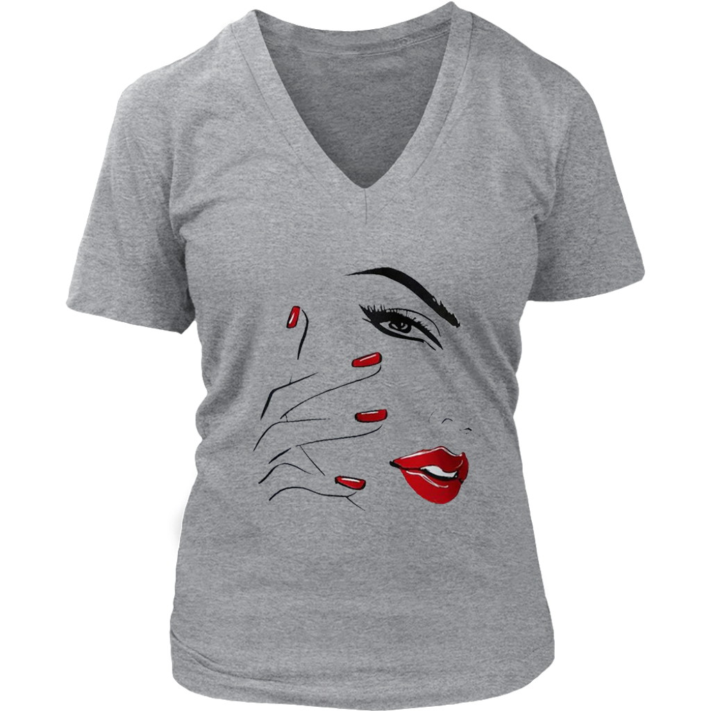 Red Nail Lips V-Neck - Shop Sassy Chick 