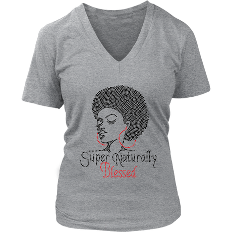 Super Naturally Blessed Women's V- Neck - Grey | Shop Sassy Chick