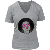 Sassy Afro Women's V-Neck Tee - Grey | Shop Sassy Chick