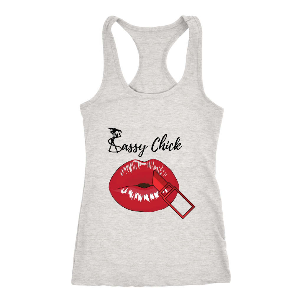 Red Lips Racerback Tank Top - Grey | Shop Sassy Chick