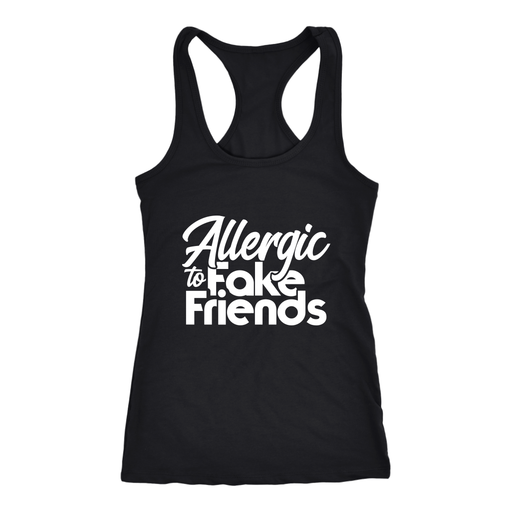 Allergic To Fake Friends Racerback Tank Top - Black | Shop Sassy Chick