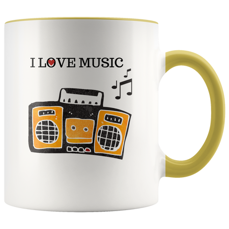 Mug I Love Music Ceramic Accent Mug - Yellow | Shop Sassy Chick