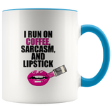 Sarcasm and Coffee Ceramic Accent Mug - Blue | Shop Sassy Chick