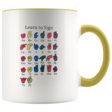 Learn ASL Ceramic Accent Mug - Yellow | Shop Sassy Chick