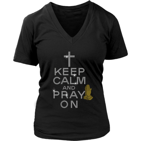 Keel Calm And Pray On V-Neck - Shop Sassy Chick 