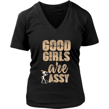 Sassy Good Girls Women's V- Neck Tee - Black
