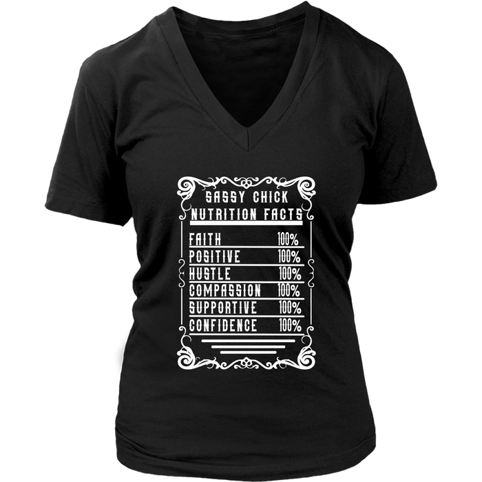 Sassy Nutrition Women's V-Neck T-Shirt | Shop Sassy Chick - Black