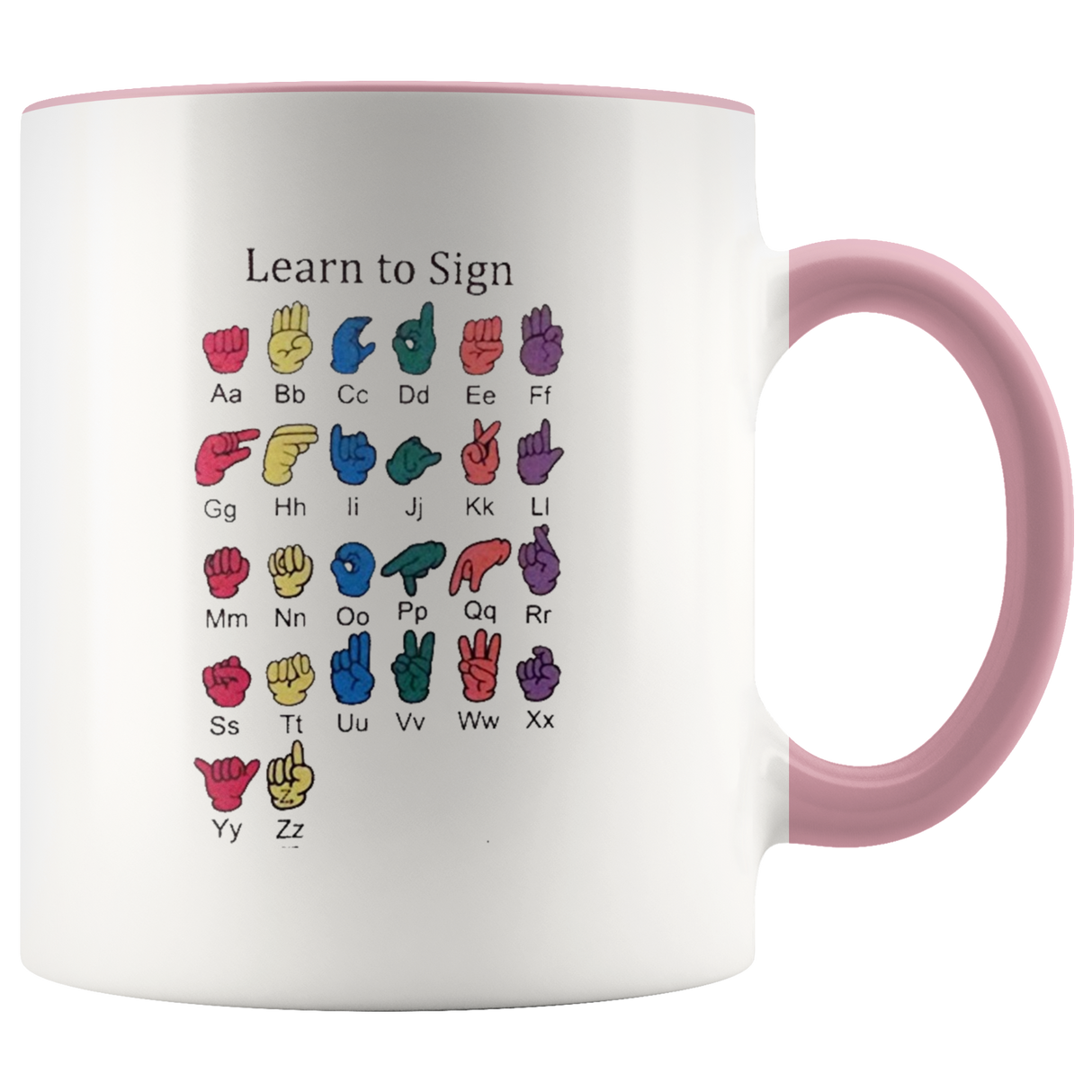 Learn ASL Ceramic Accent Mug - Pink | Shop Sassy Chick