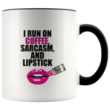 Sarcasm and Coffee Ceramic Accent Mug - Black | Shop Sassy Chick