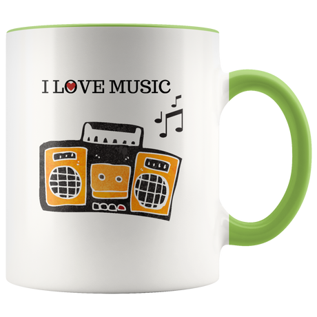 Mug I Love Music Ceramic Accent Mug - Green | Shop Sassy Chick