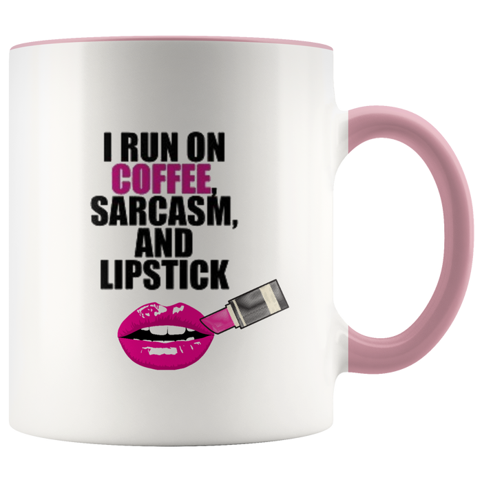 Sarcasm and Coffee Ceramic Accent Mug - Pink | Shop Sassy Chick