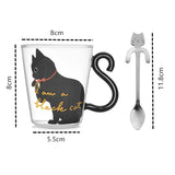 Cute Cat Glass Mug With Stainless Steel Spoon 280ml - Shop Sassy Chick 