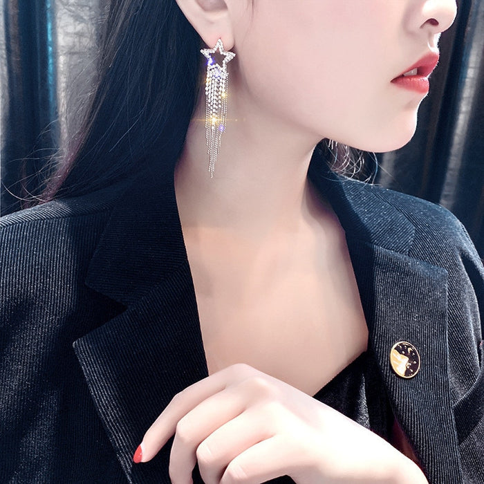 Star Tassel Crystal Earrings
