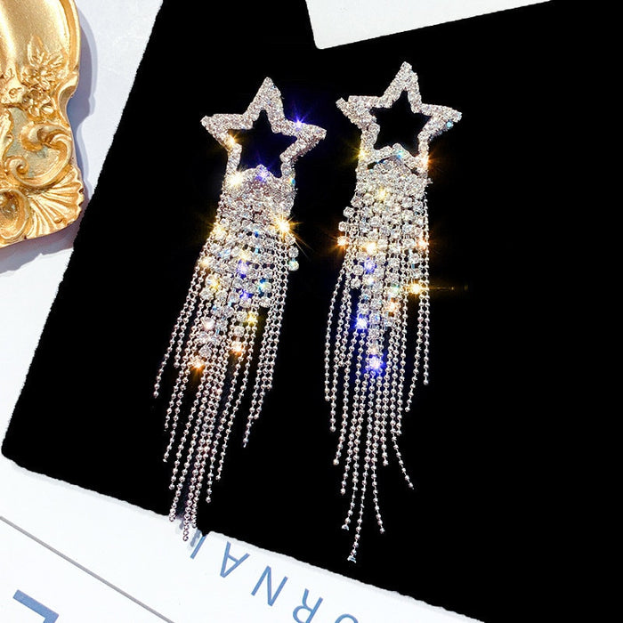 Star Tassel Crystal Earrings