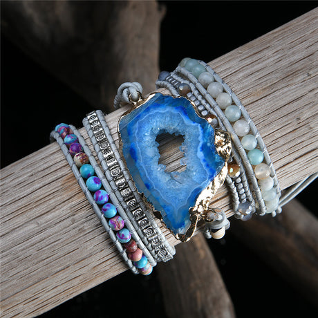 Boho Bracelet Natural Stones Charm 5 Strands Wrap - Shop Sassy Chick 