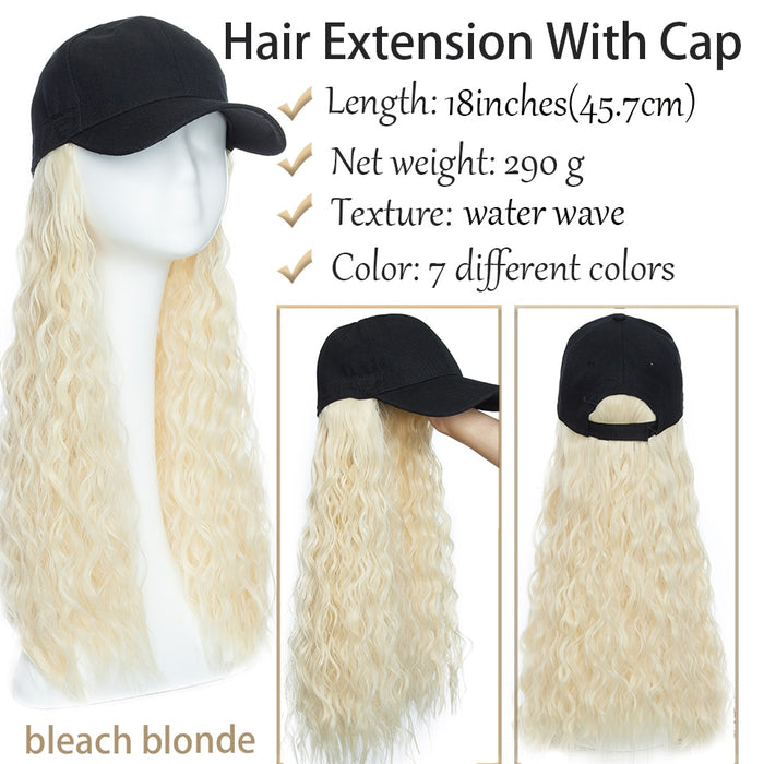 Baseball Cap Wig with Hair Extensions Synthetic Wave Wig Hat for