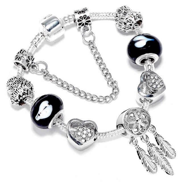 Charm Beaded Silver Bracelet - Shop Sassy Chick 