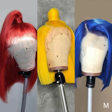 13x4 Hair Yellow, Red . or Blue Colored Human Hair Bob