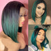 Brazilian Green Pixie Ombre Bob Lace Front Wigs