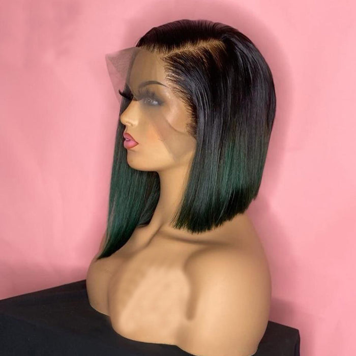 Brazilian Green Pixie Ombre Bob Lace Front Wigs