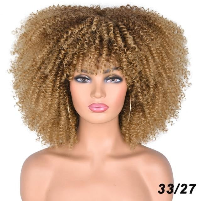 Afro Kinky Curly Wig With Bangs